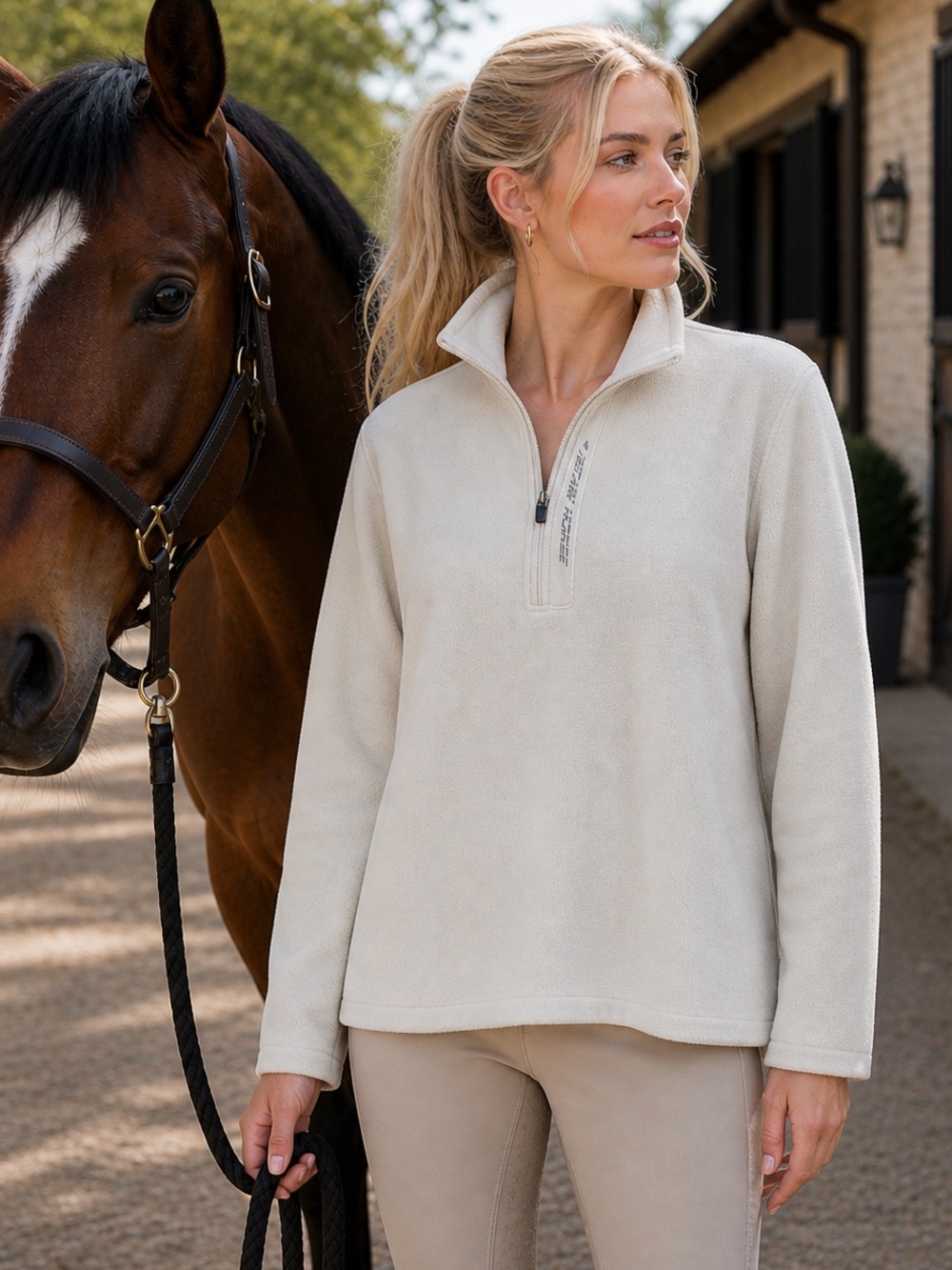 Mountain Horse Women's Zip-Up Cream Sweater